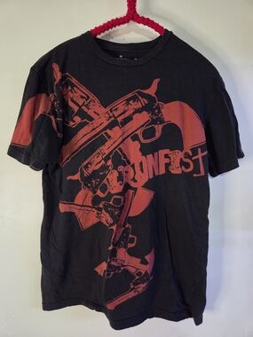 Iron Fist Black T-Shirt with Red Gun Graphic